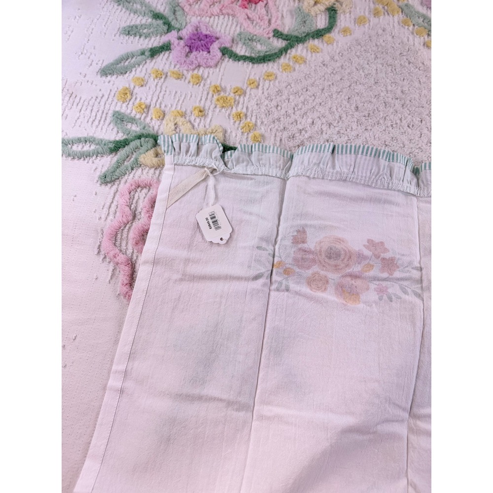 Twos Company Floral Tea Towels Set of 2 Cotton Ruffle Watering Can Pot White - Picture 7 of 9